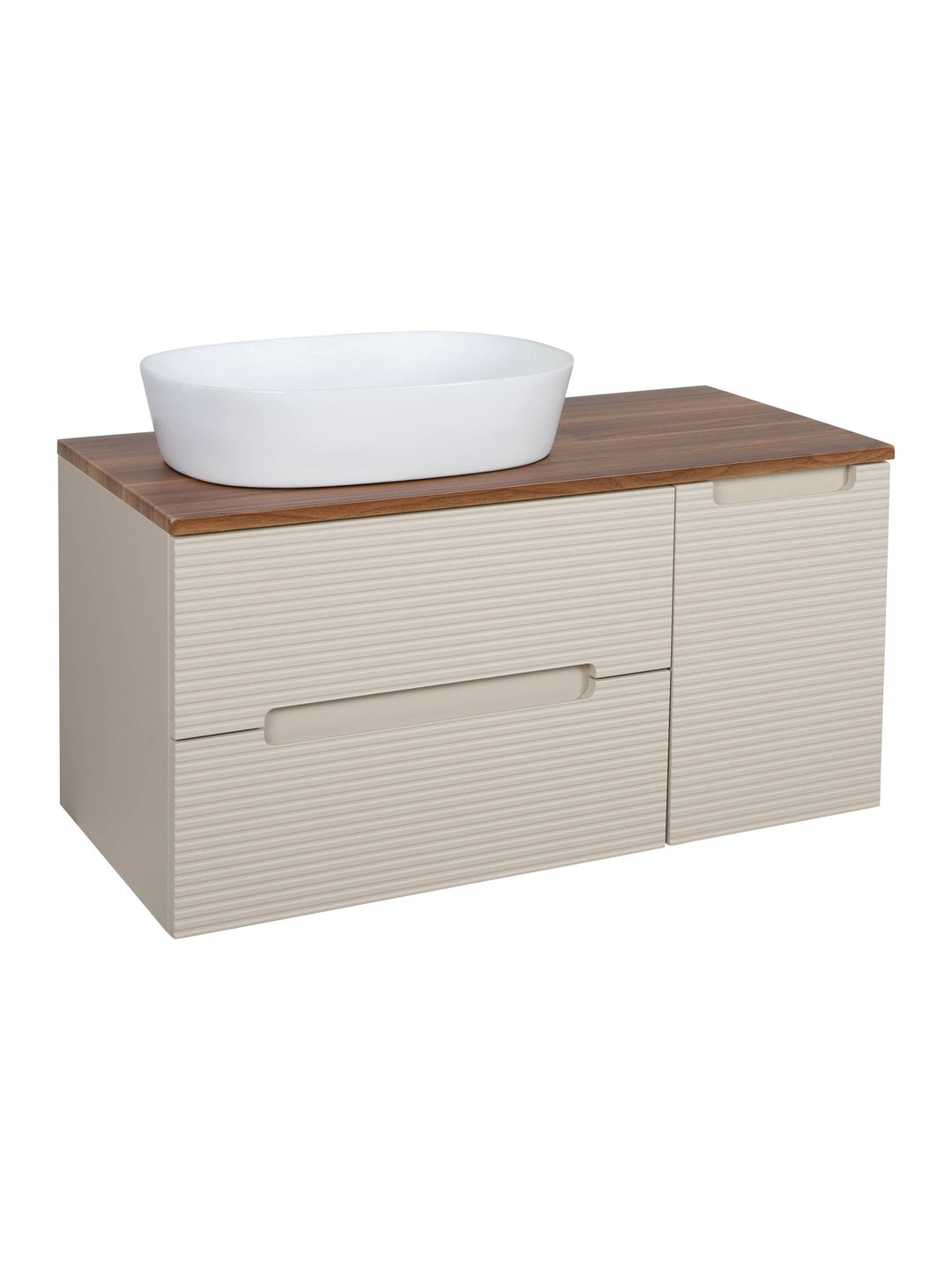 Monza Plus 900mm Fluted Wall Hung Vanity Unit with Side Cabinet & Countertop