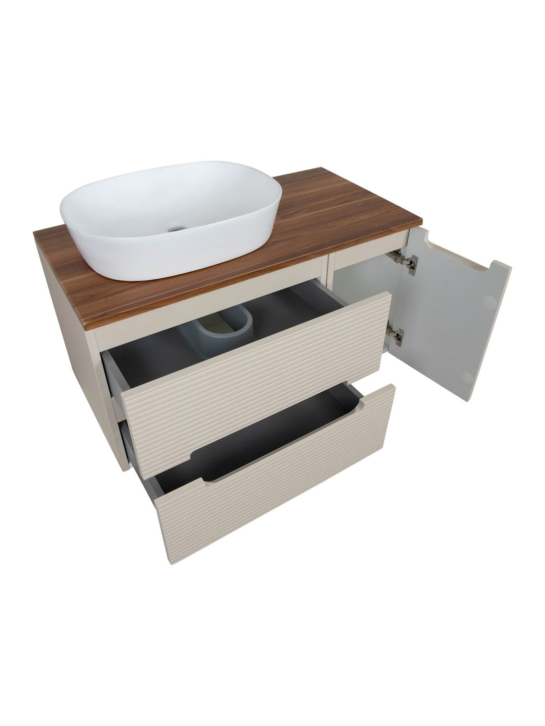 Monza Plus 900mm Fluted Wall Hung Vanity Unit with Side Cabinet & Countertop