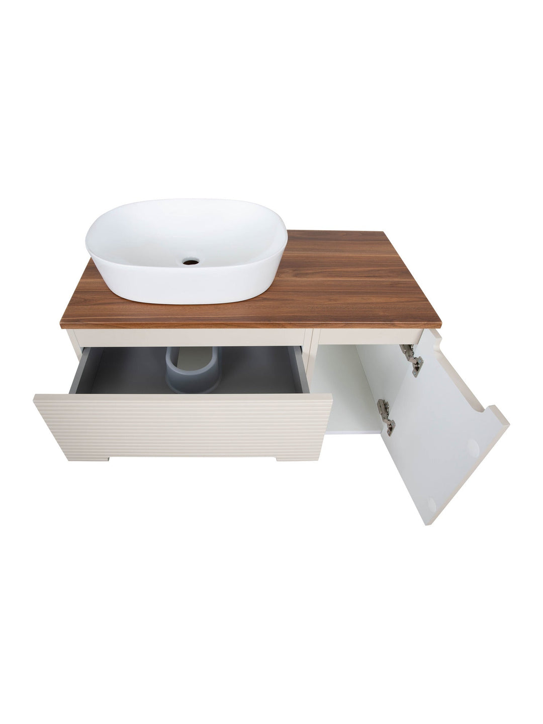 Monza Plus 900mm Fluted Wall Hung Vanity Unit with Side Cabinet & Countertop