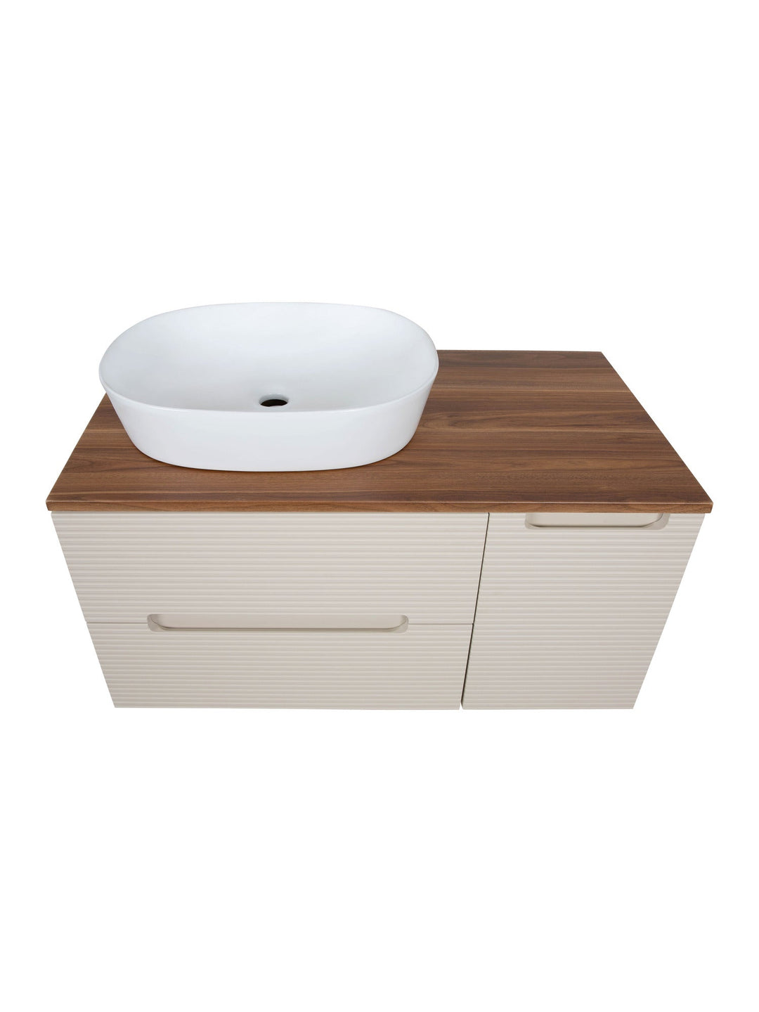 Monza Plus 900mm Fluted Wall Hung Vanity Unit with Side Cabinet & Countertop