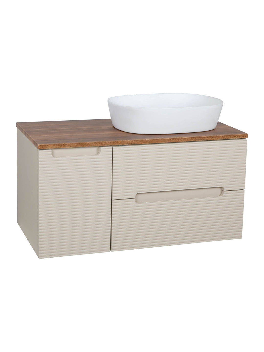 Monza Plus 900mm Fluted Wall Hung Vanity Unit with Side Cabinet & Countertop