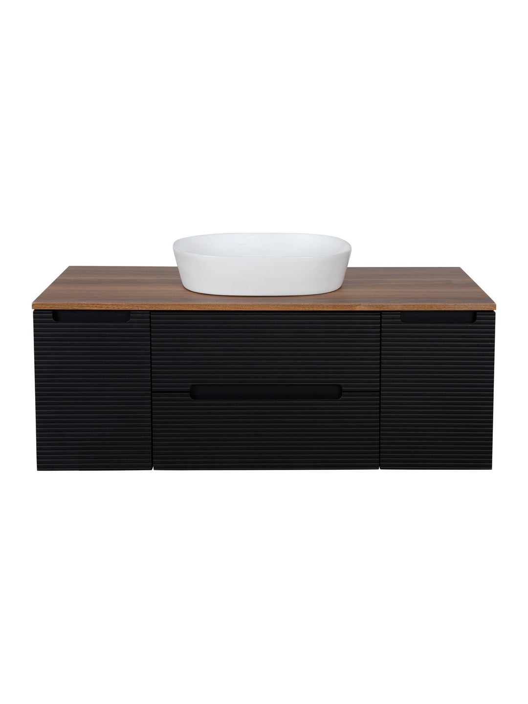 Monza Plus 1200mm Fluted Wall Hung Vanity Unit with 2 Side Cabinets & Countertop