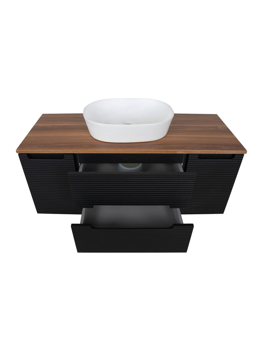 Monza Plus 1200mm Fluted Wall Hung Vanity Unit with 2 Side Cabinets & Countertop