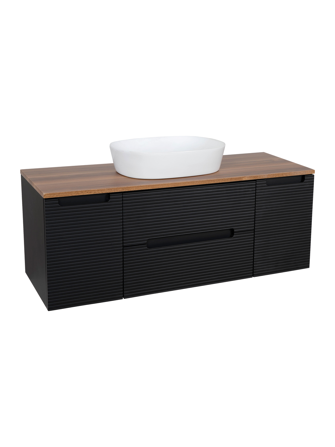 Monza Plus 1200mm Fluted Wall Hung Vanity Unit with 2 Side Cabinets & Countertop