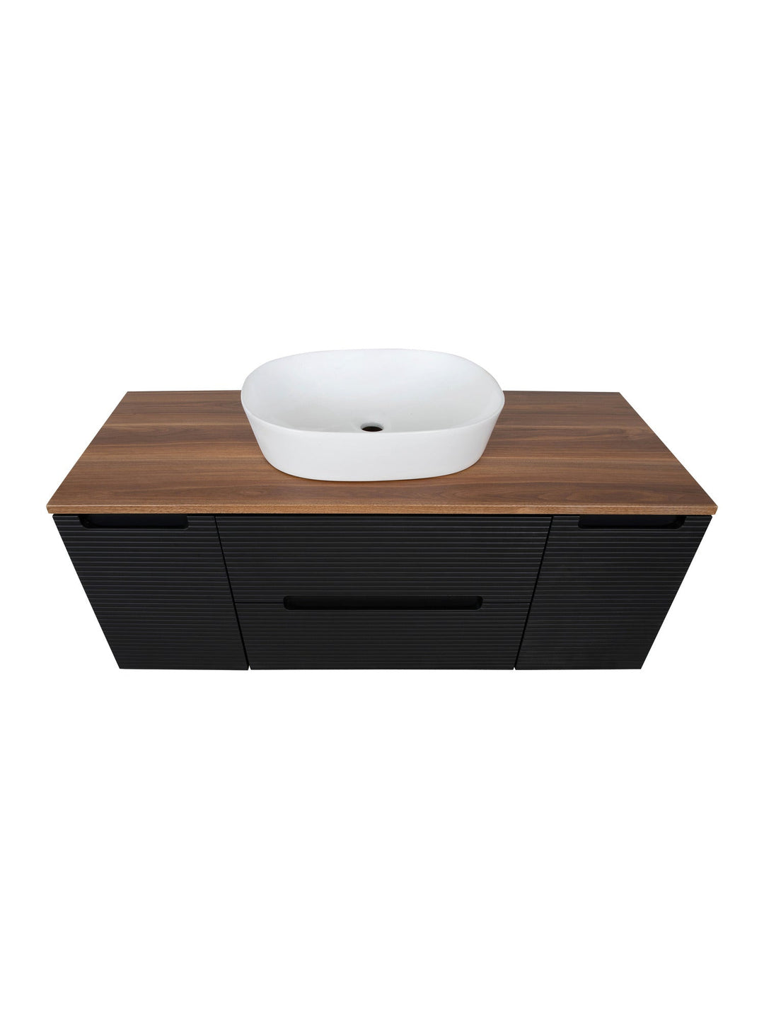 Monza Plus 1200mm Fluted Wall Hung Vanity Unit with 2 Side Cabinets & Countertop