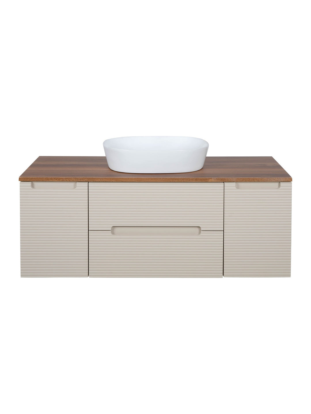 Monza Plus 1200mm Fluted Wall Hung Vanity Unit with 2 Side Cabinets & Countertop