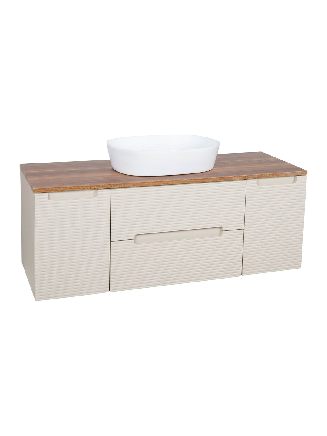 Monza Plus 1200mm Fluted Wall Hung Vanity Unit with 2 Side Cabinets & Countertop