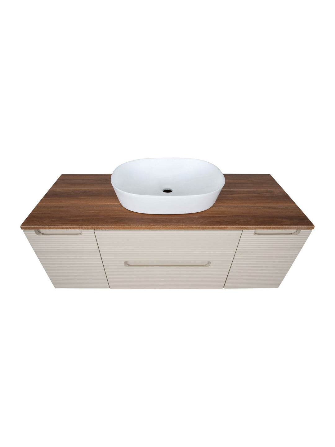 Monza Plus 1200mm Fluted Wall Hung Vanity Unit with 2 Side Cabinets & Countertop