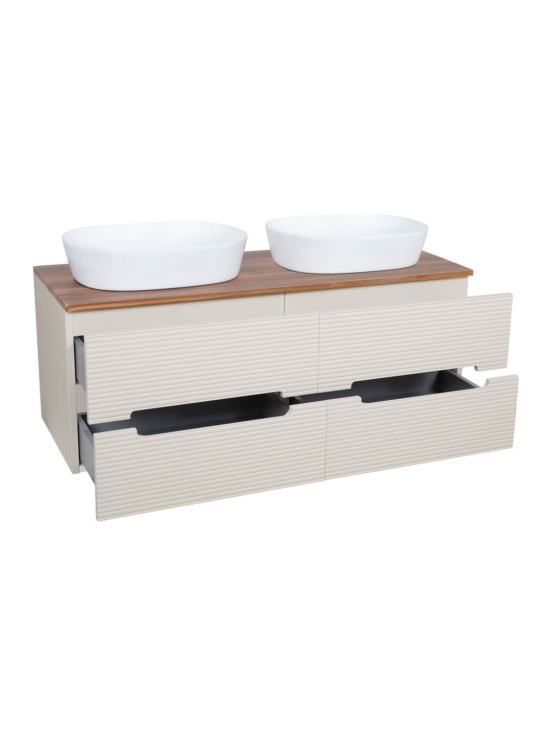 Monza Plus 1200mm Fluted Wall Hung Double Vanity Unit with Countertop