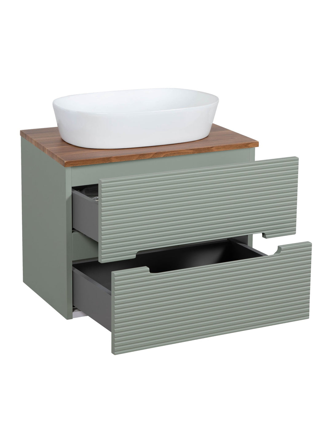 Monza Plus 600mm Fluted Wall Hung Vanity Unit with Countertop