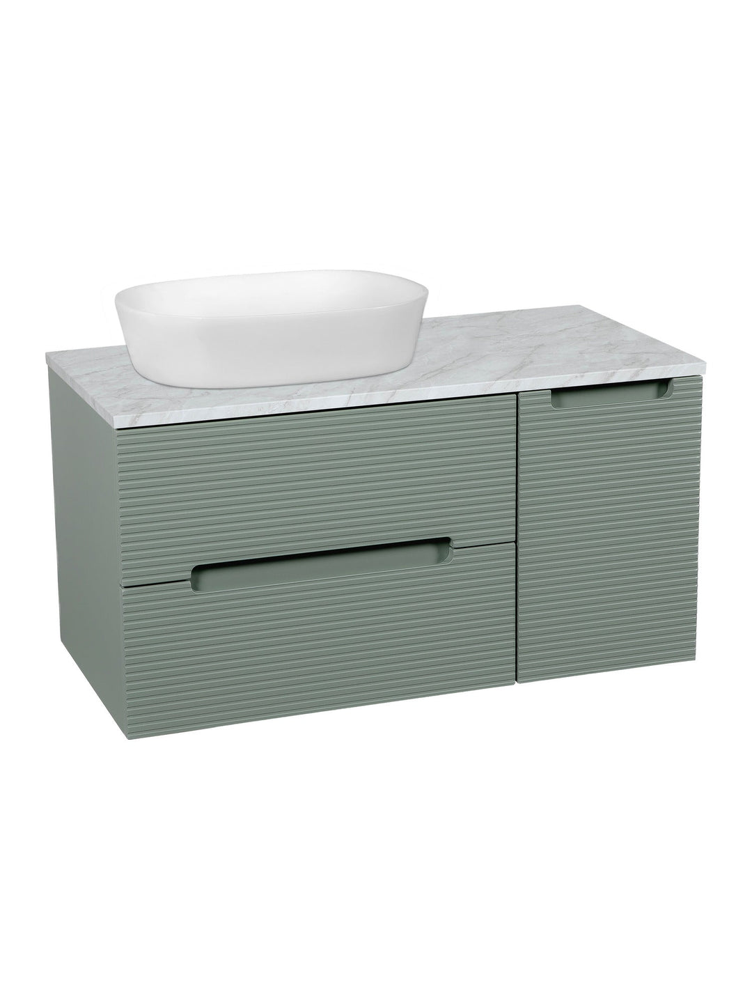 Monza Plus 900mm Fluted Wall Hung Vanity Unit with Side Cabinet & Countertop