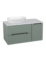 Load image into Gallery viewer, Monza Plus 900mm Fluted Wall Hung Vanity Unit with Side Cabinet &amp; Countertop
