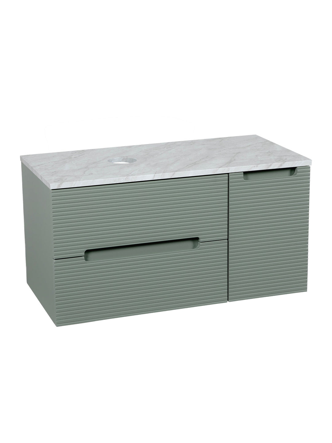 Monza Plus 900mm Fluted Wall Hung Vanity Unit with Side Cabinet & Countertop