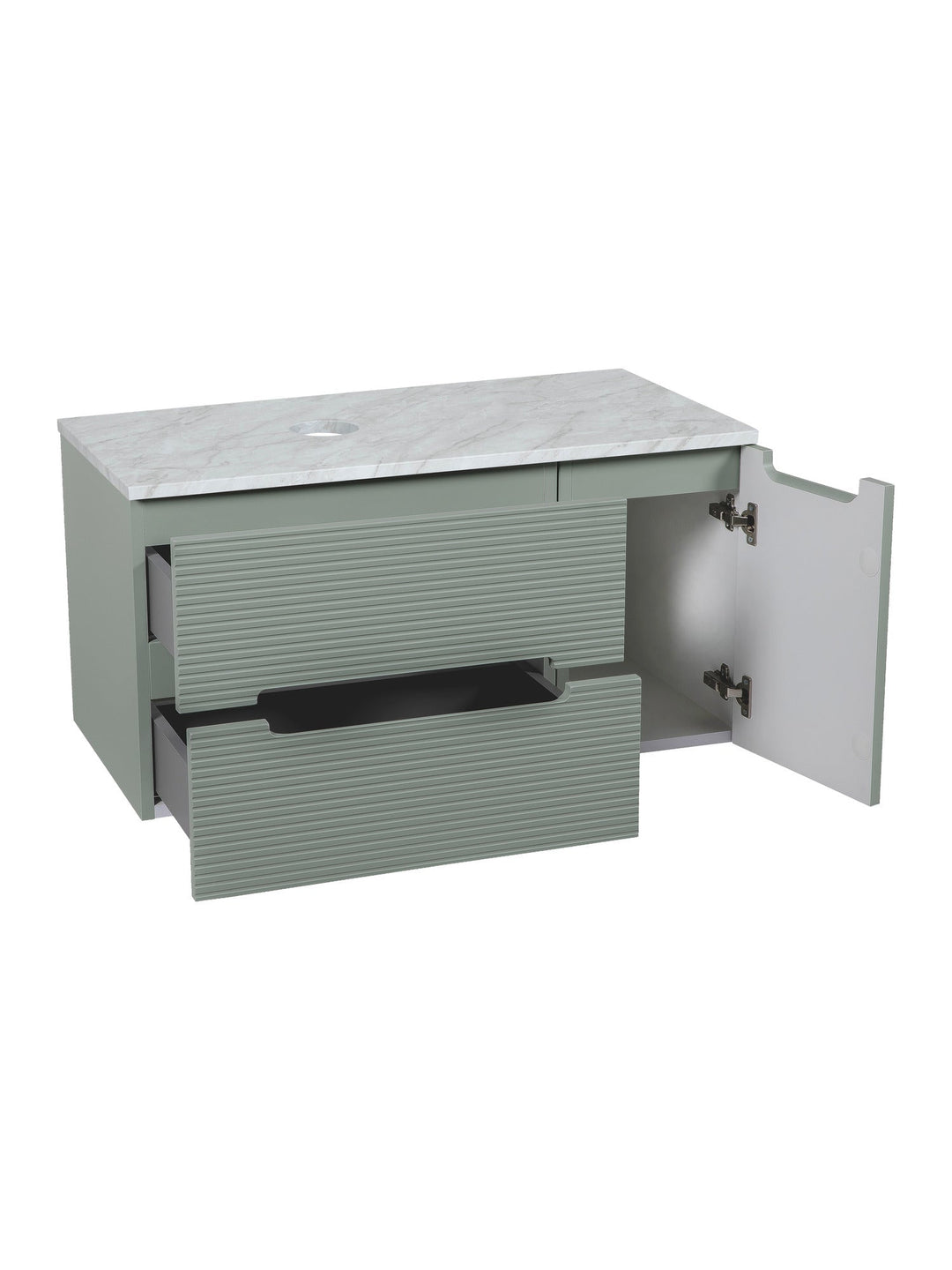 Monza Plus 900mm Fluted Wall Hung Vanity Unit with Side Cabinet & Countertop