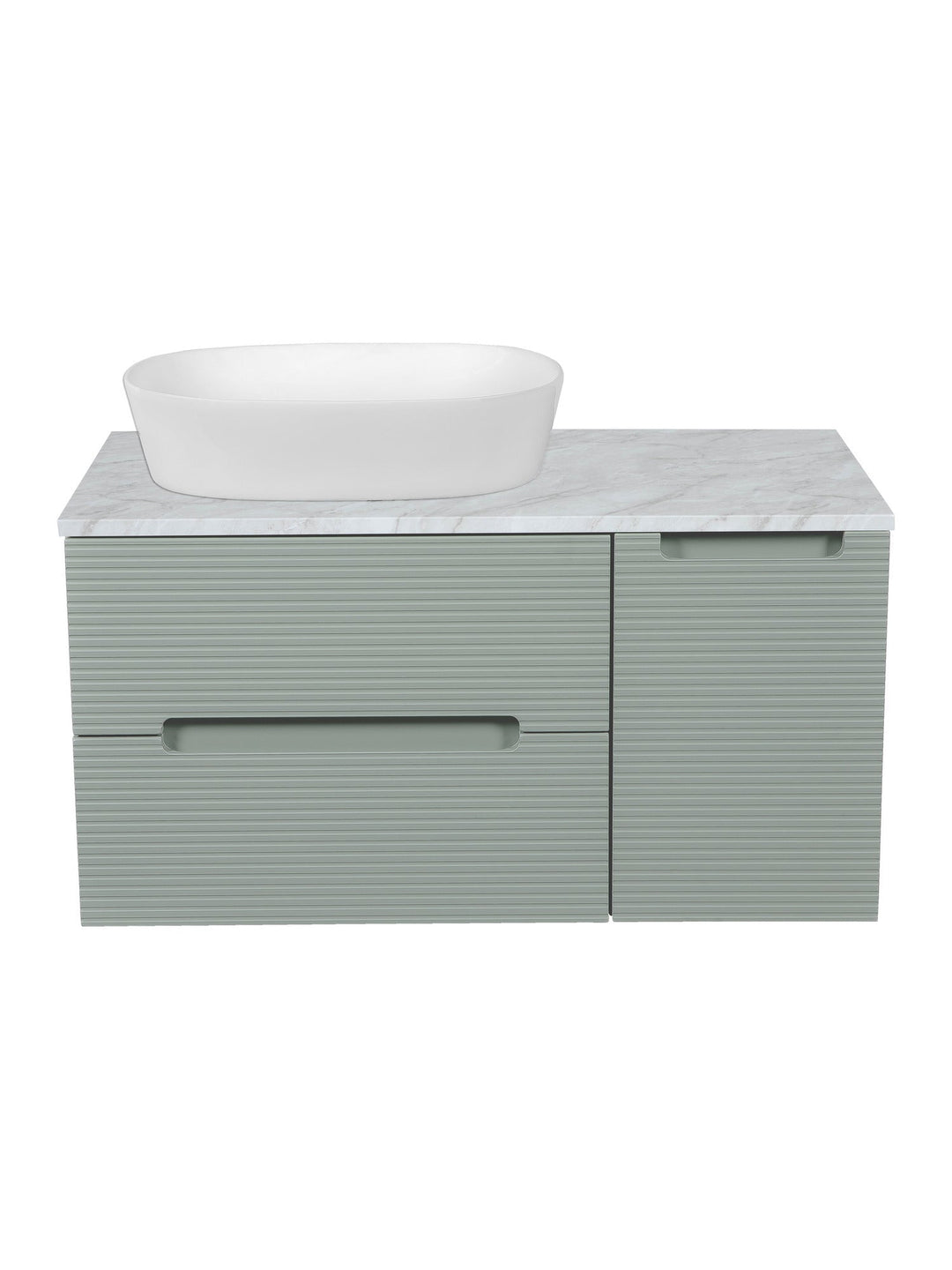 Monza Plus 900mm Fluted Wall Hung Vanity Unit with Side Cabinet & Countertop
