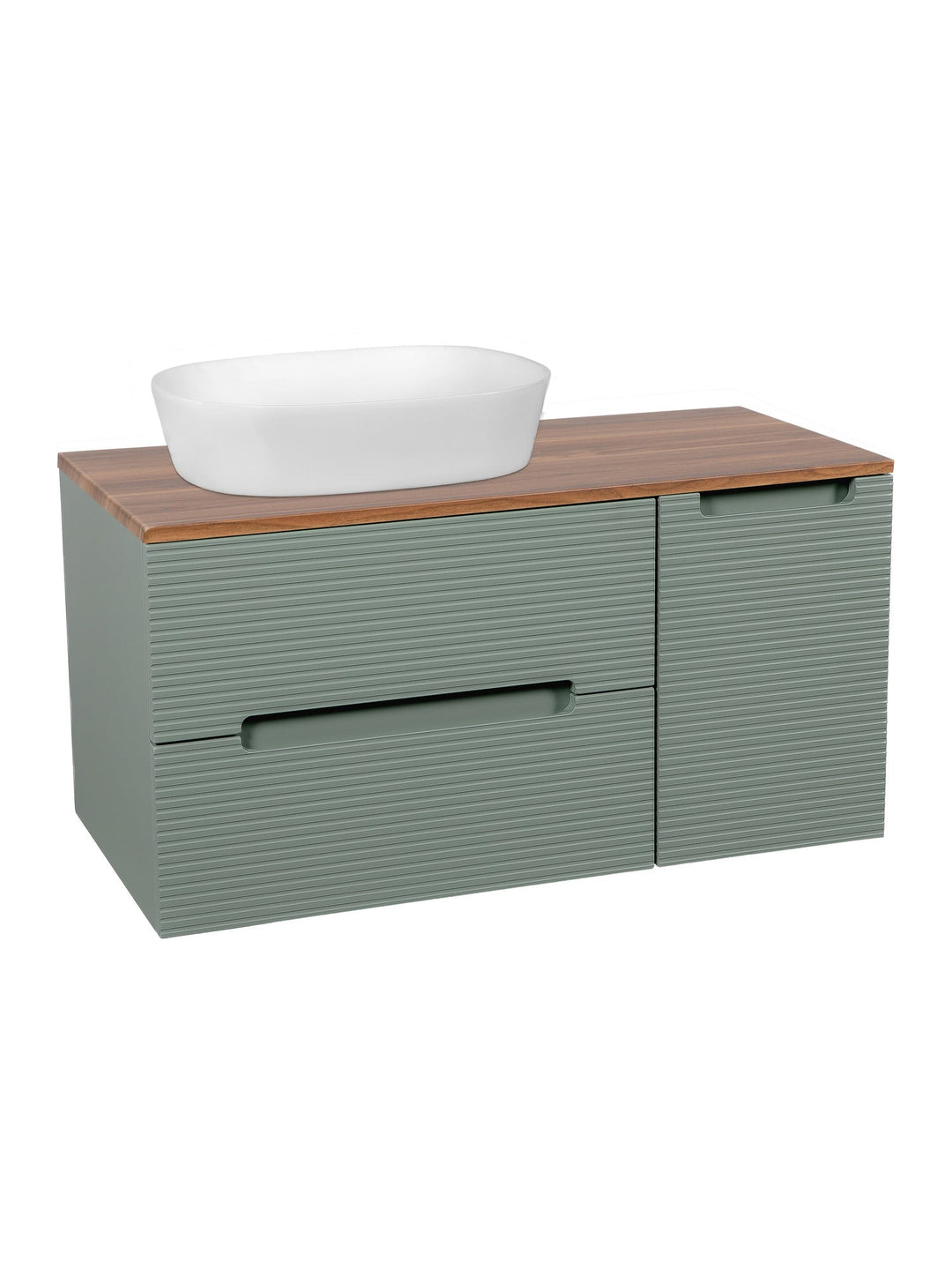 Monza Plus 900mm Fluted Wall Hung Vanity Unit with Side Cabinet & Countertop