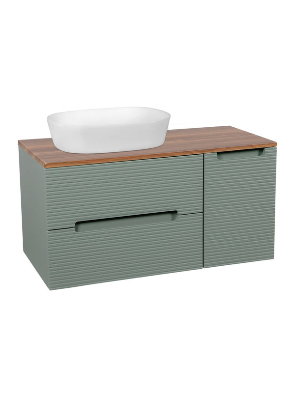 Monza Plus 900mm Fluted Wall Hung Vanity Unit with Side Cabinet & Countertop