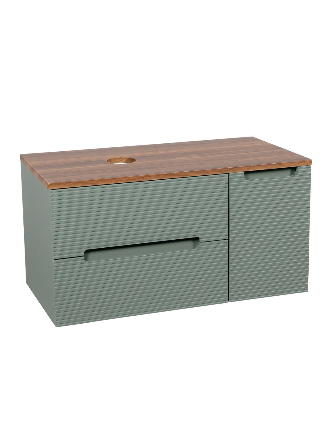 Monza Plus 900mm Fluted Wall Hung Vanity Unit with Side Cabinet & Countertop