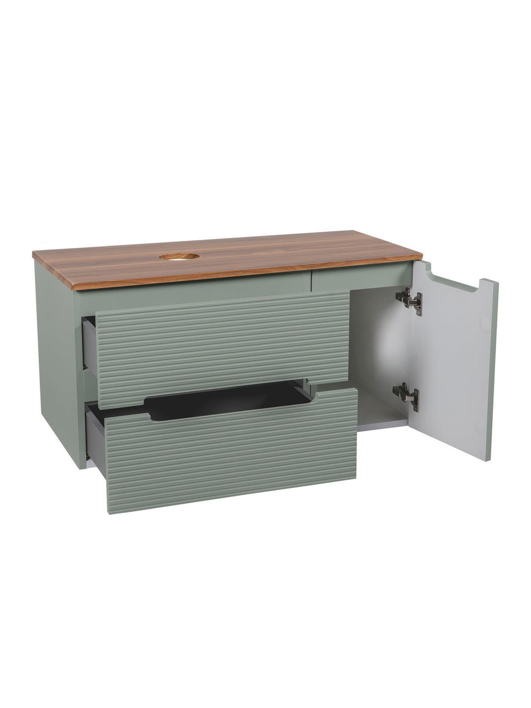 Monza Plus 900mm Fluted Wall Hung Vanity Unit with Side Cabinet & Countertop
