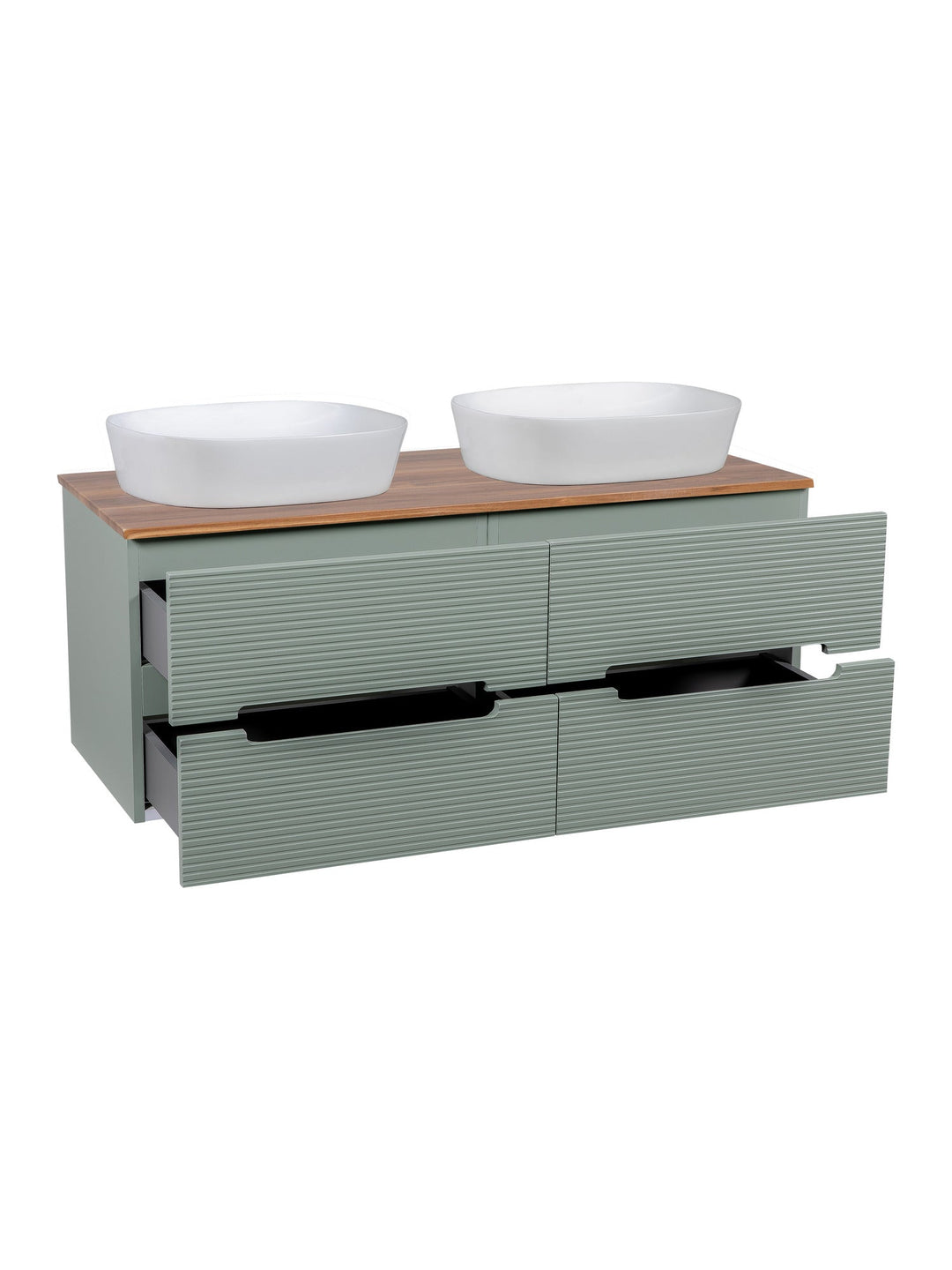 Monza Plus 1200mm Fluted Wall Hung Double Vanity Unit with Countertop