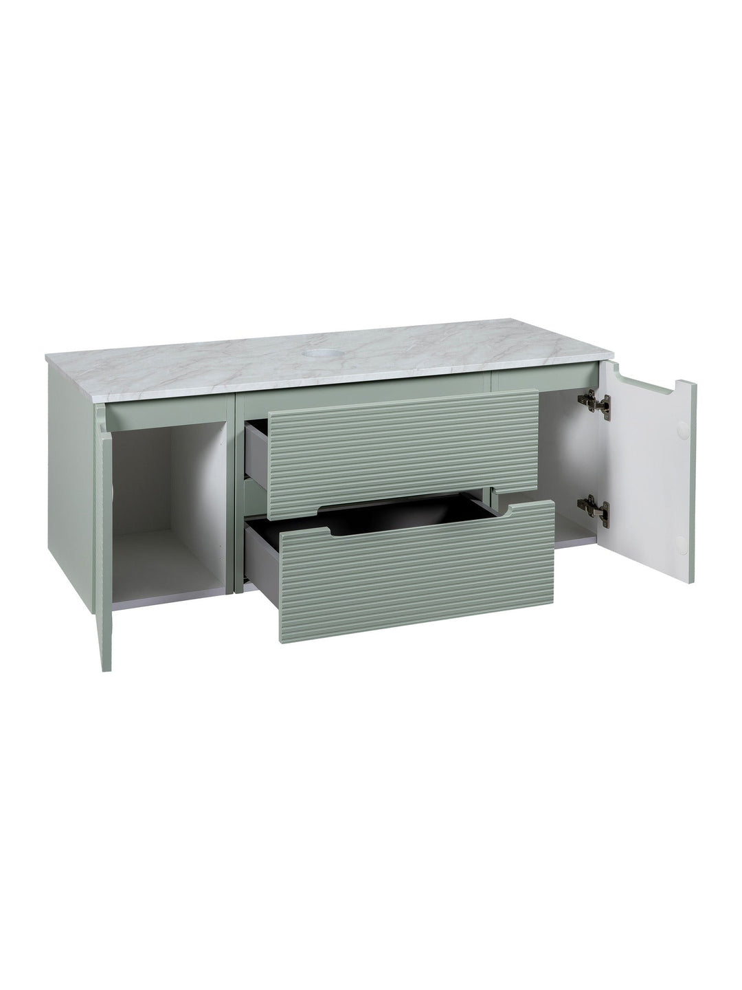 Monza Plus 1200mm Fluted Wall Hung Vanity Unit with 2 Side Cabinets & Countertop