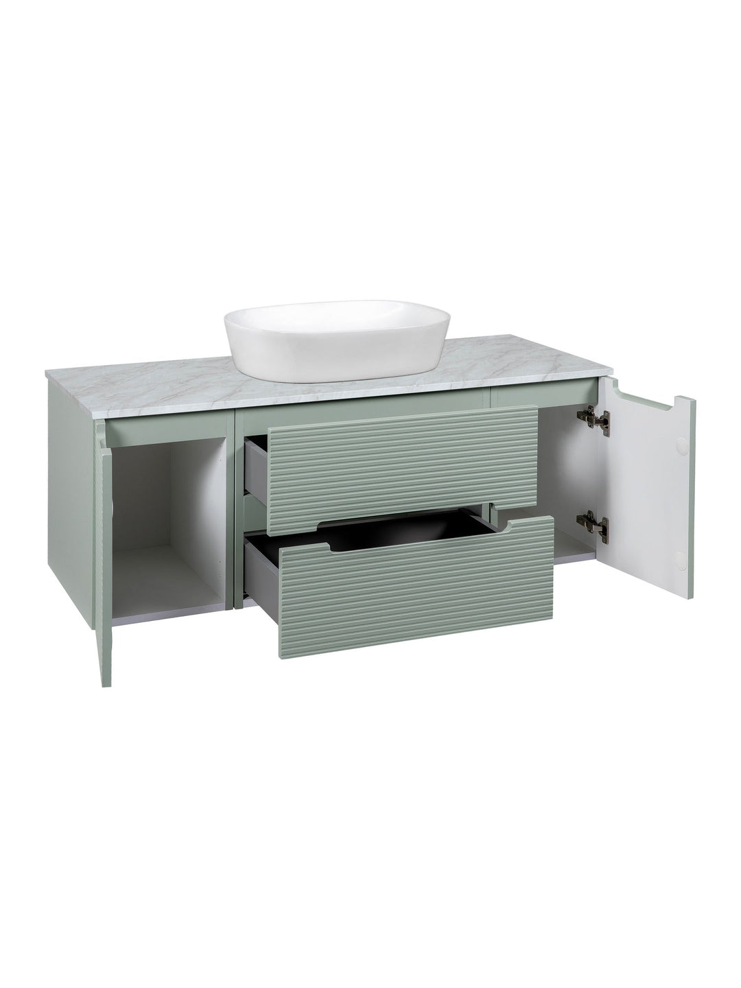 Monza Plus 1200mm Fluted Wall Hung Vanity Unit with 2 Side Cabinets & Countertop