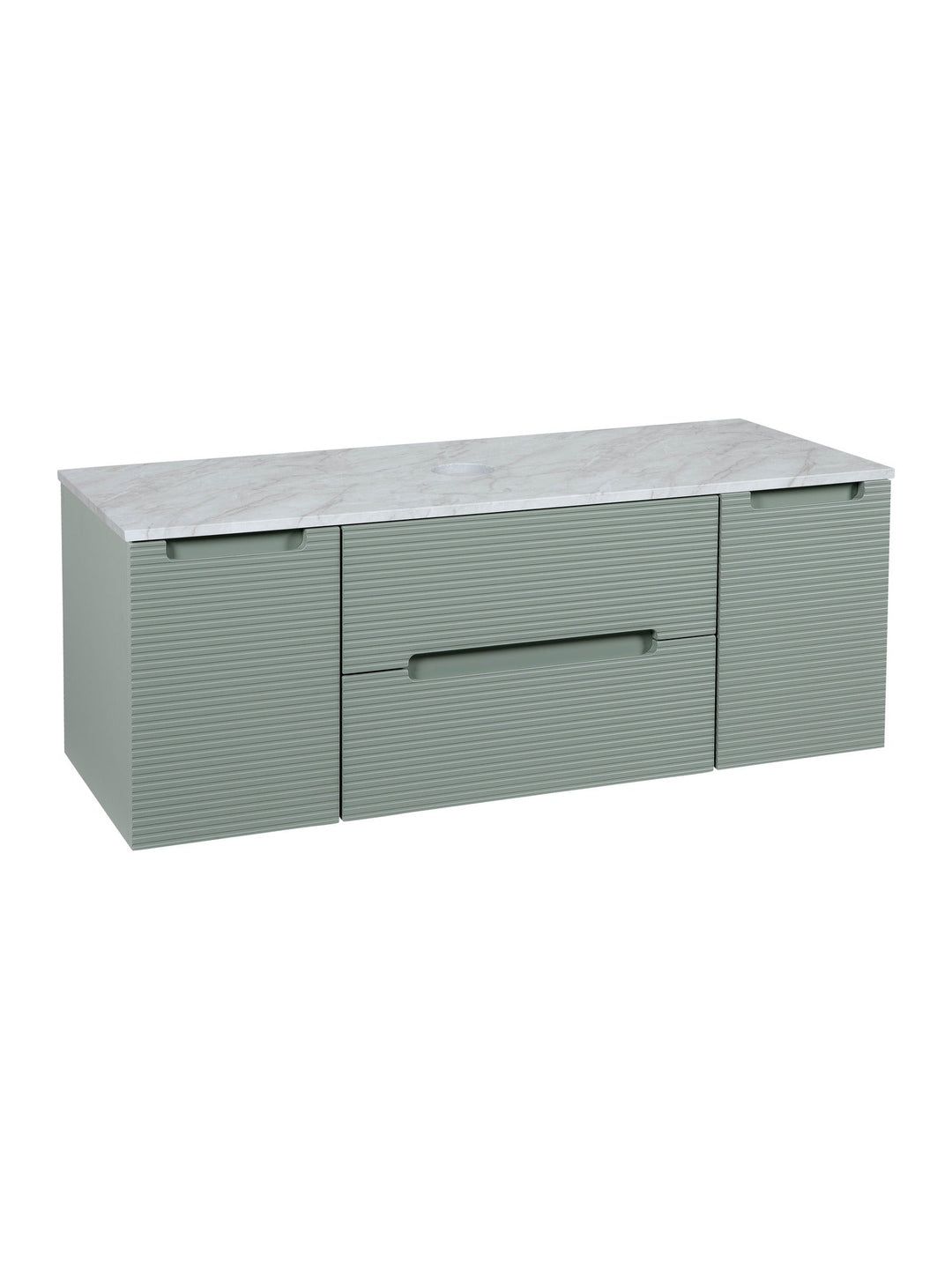 Monza Plus 1200mm Fluted Wall Hung Vanity Unit with 2 Side Cabinets & Countertop