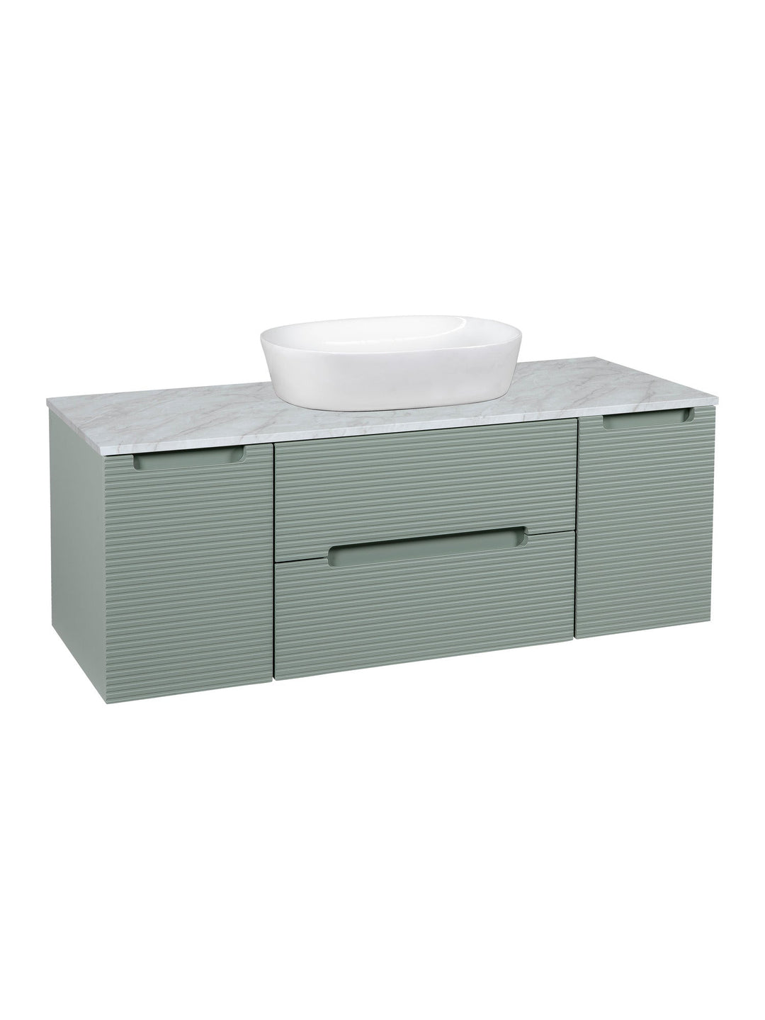 Monza Plus 1200mm Fluted Wall Hung Vanity Unit with 2 Side Cabinets & Countertop