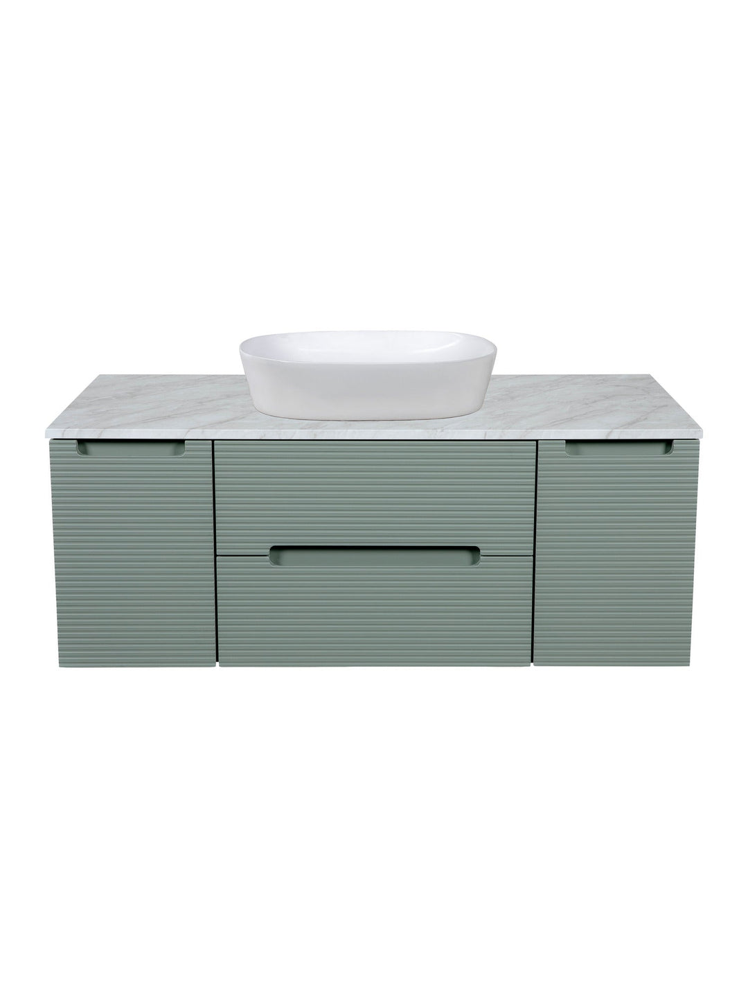 Monza Plus 1200mm Fluted Wall Hung Vanity Unit with 2 Side Cabinets & Countertop