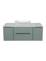 Load image into Gallery viewer, Monza Plus 1200mm Fluted Wall Hung Vanity Unit with 2 Side Cabinets &amp; Countertop
