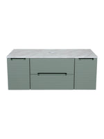 Load image into Gallery viewer, Monza Plus 1200mm Fluted Wall Hung Vanity Unit with 2 Side Cabinets &amp; Countertop
