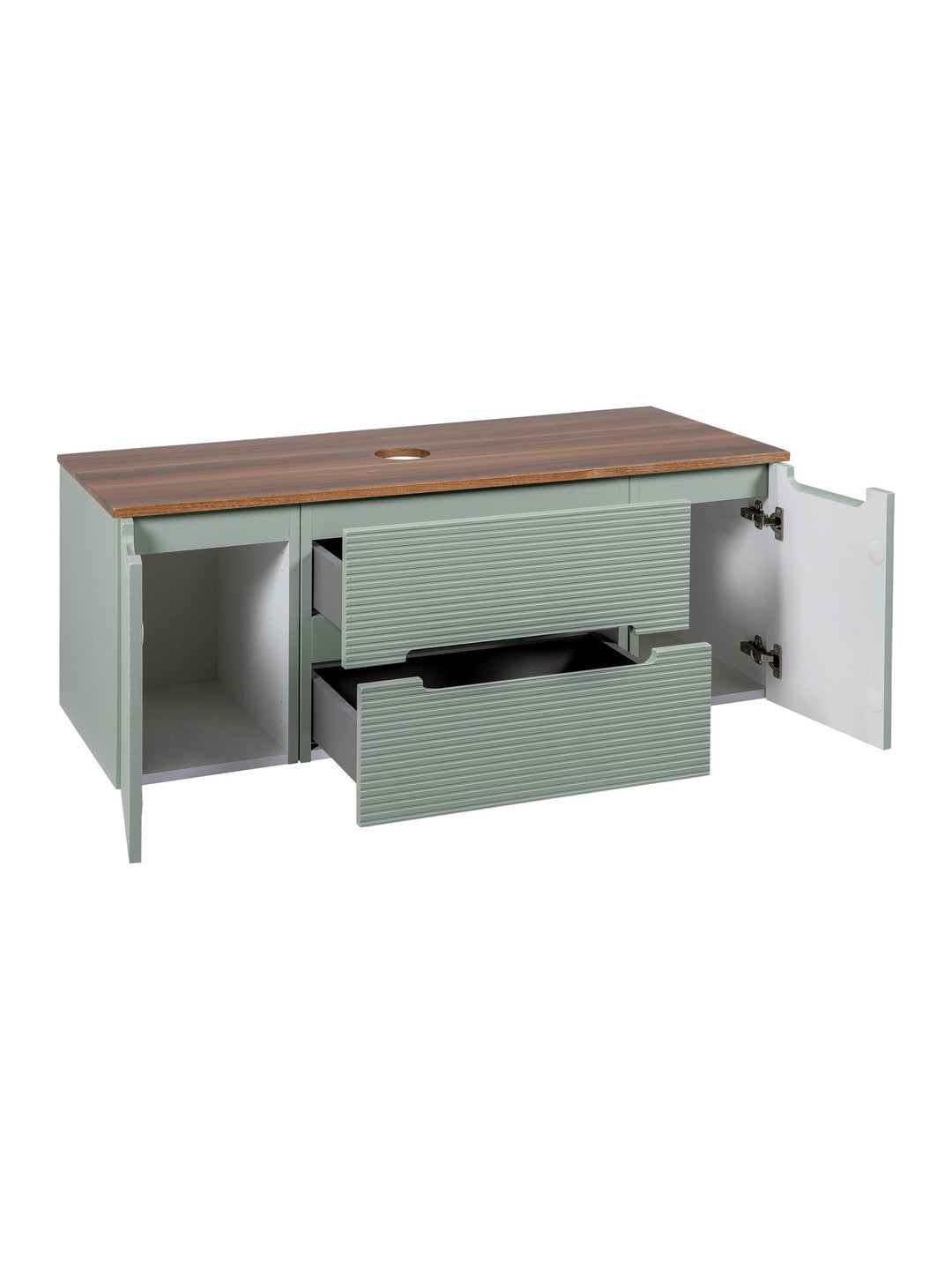 Monza Plus 1200mm Fluted Wall Hung Vanity Unit with 2 Side Cabinets & Countertop