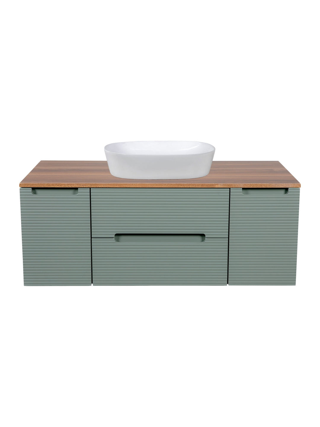 Monza Plus 1200mm Fluted Wall Hung Vanity Unit with 2 Side Cabinets & Countertop