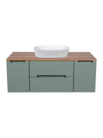 Load image into Gallery viewer, Monza Plus 1200mm Fluted Wall Hung Vanity Unit with 2 Side Cabinets &amp; Countertop
