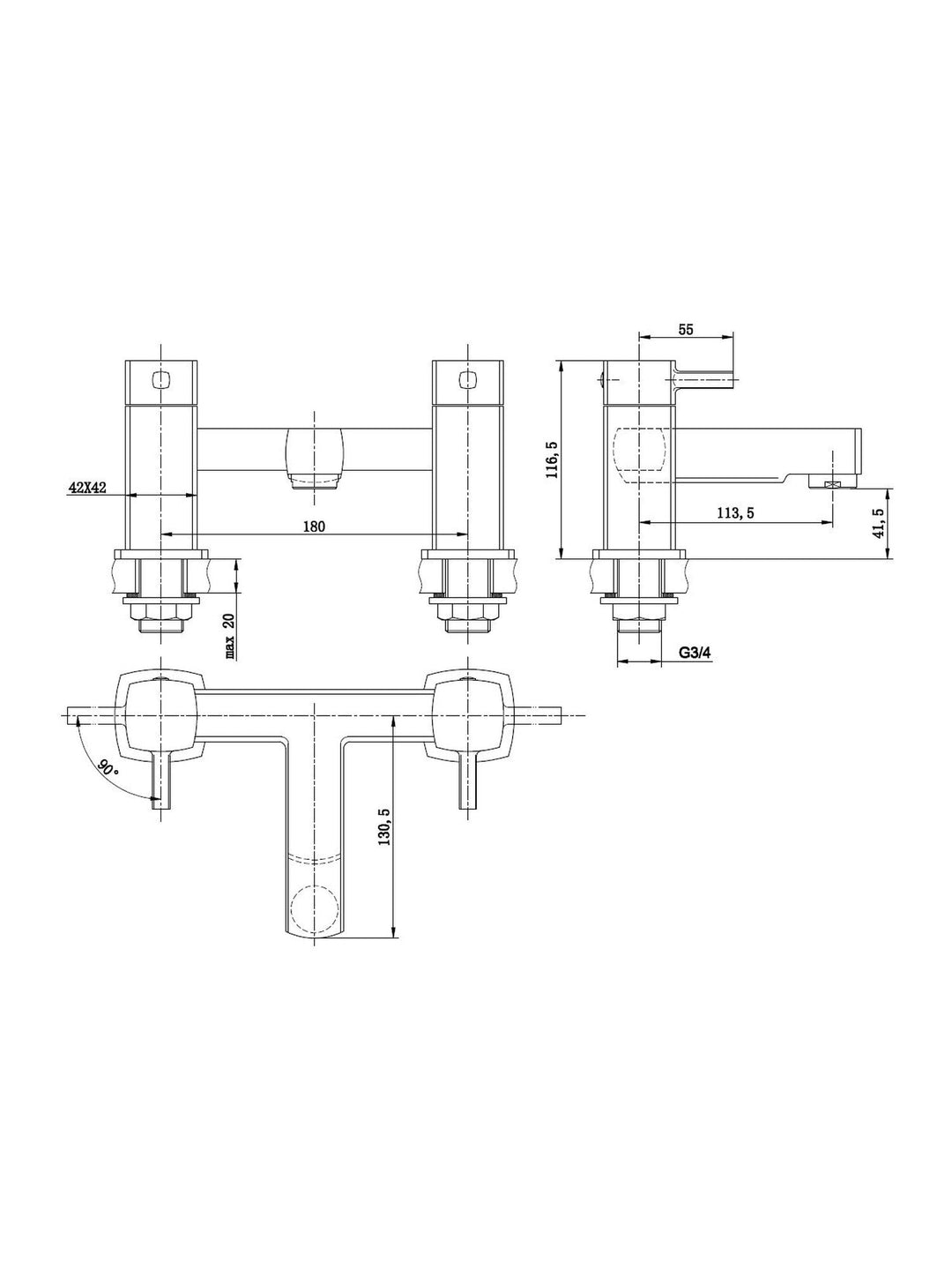 Newport Square Bath Filler