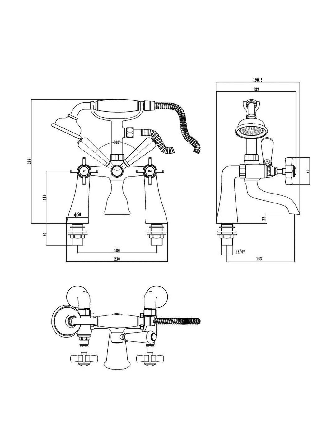 Tenby Bath Shower Mixer