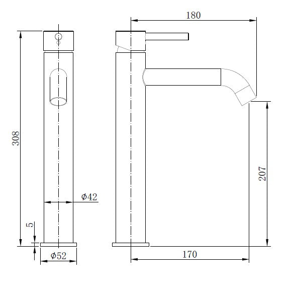 TB+ Redondo Round Tall Eco Control / Cold-Start Basin Mixer Tap