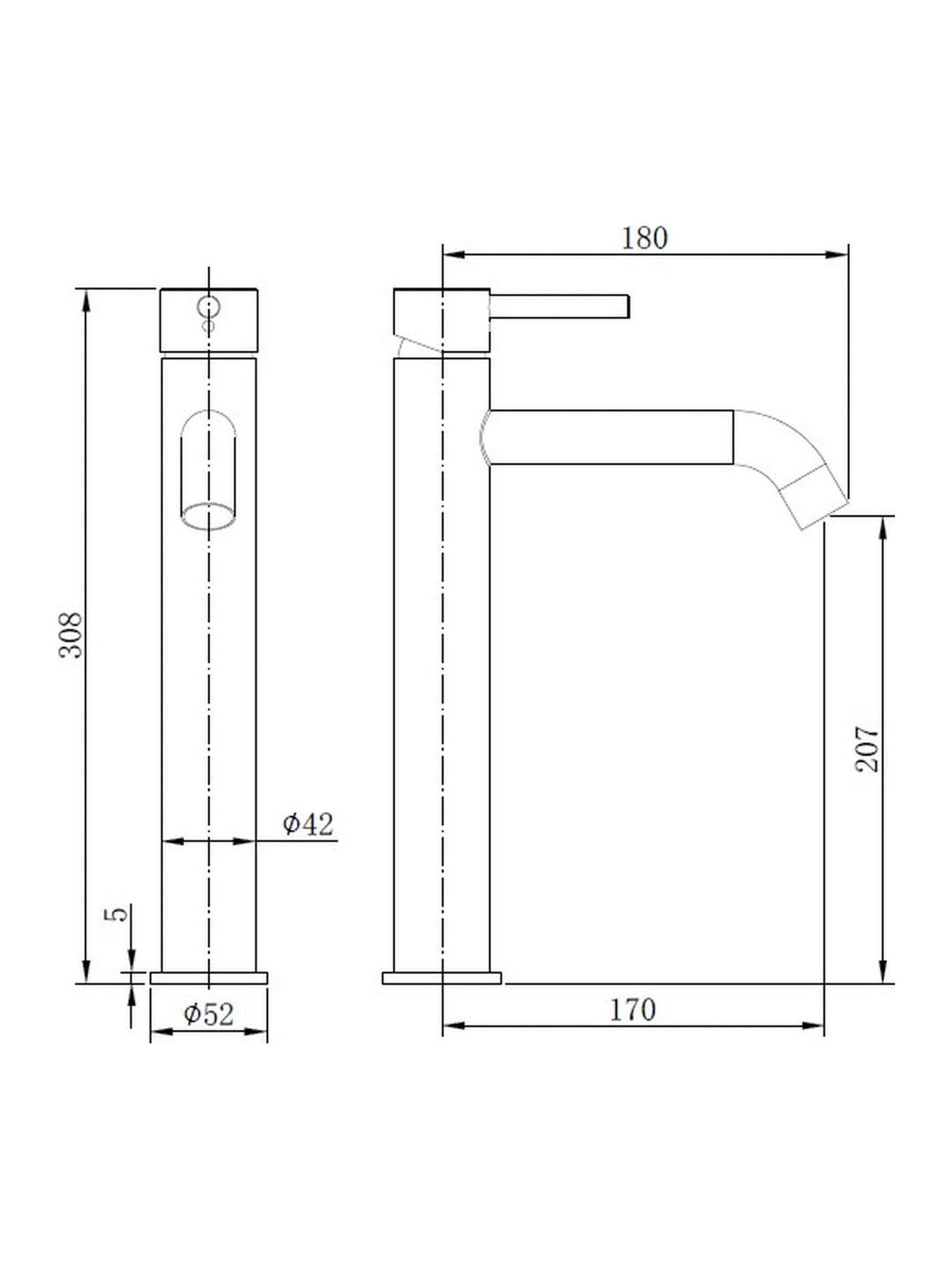 TB+ Redondo Round Tall Eco Control / Cold-Start Basin Mixer Tap