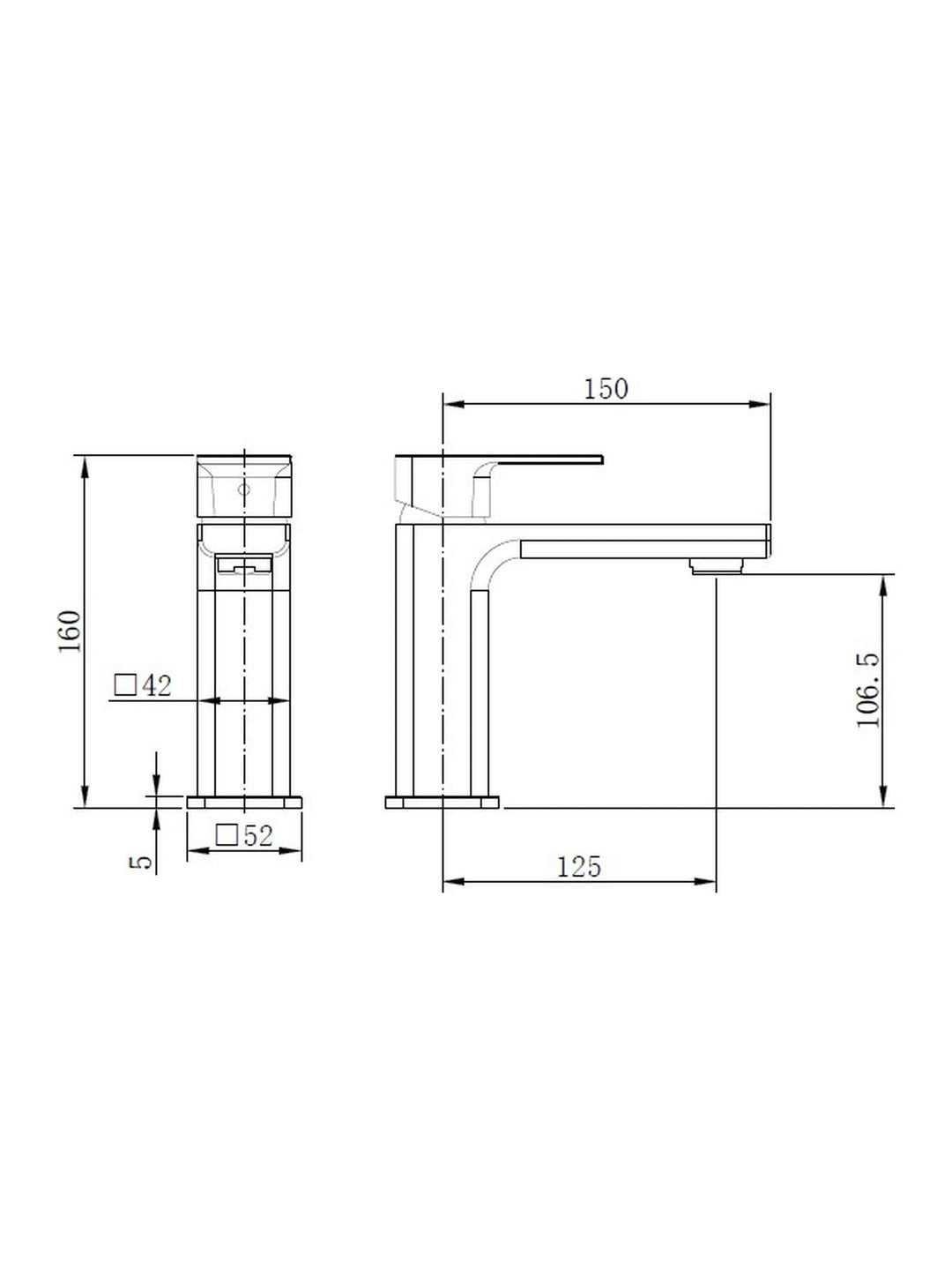 TB+ Quadrado Square ECO Control/Cold Water Start Basin Mixer