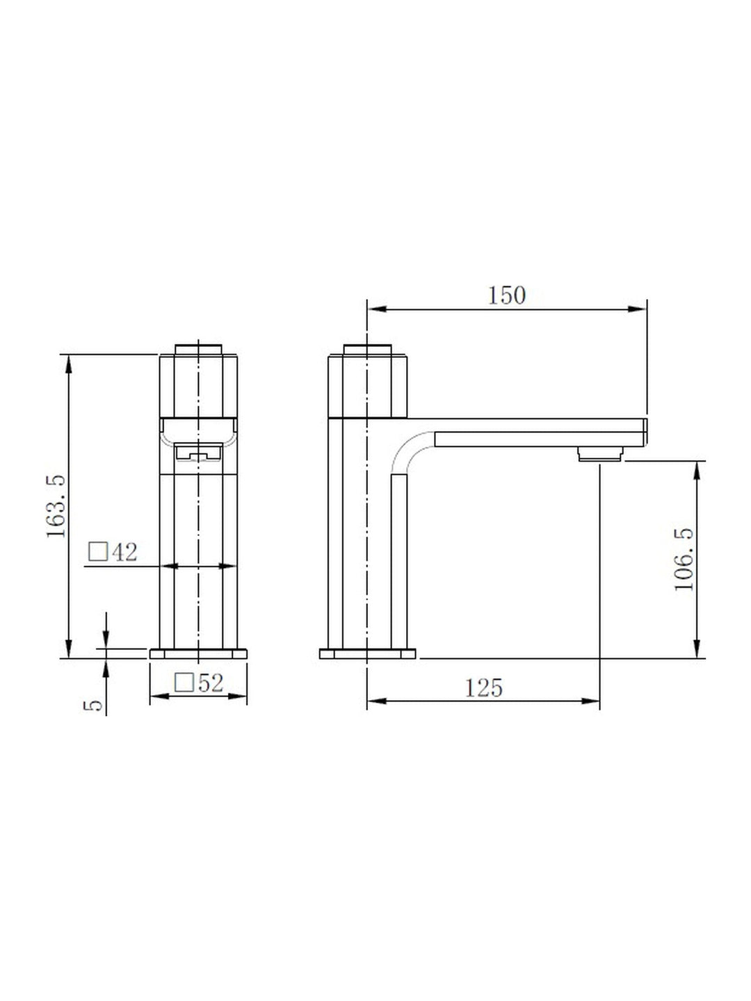 TB+ Quadrado Square Push Button Basin Mixer