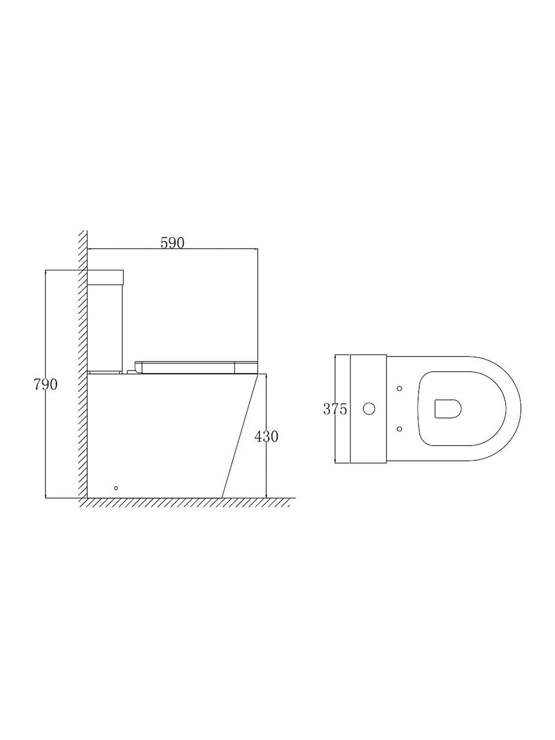 Ferrara Plus Rimless Semi-Comfort Height D-Shape Toilet & Seat
