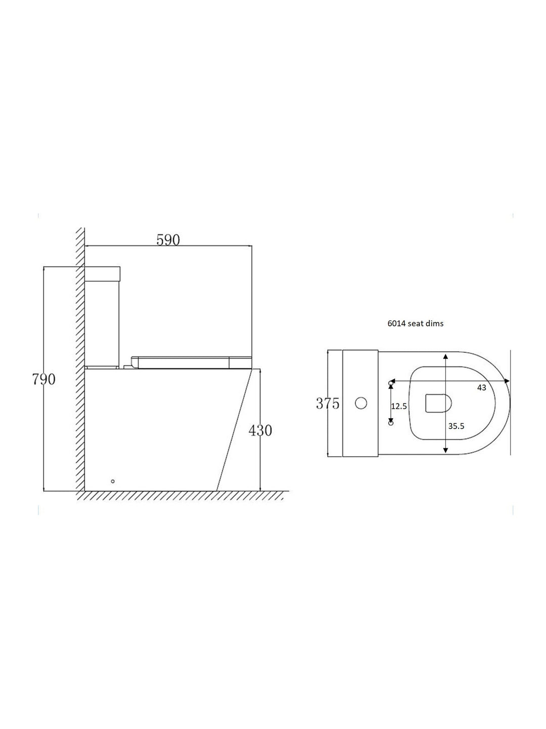 Ferrara Plus Rimless Semi-Comfort Height D-Shape Toilet & Seat
