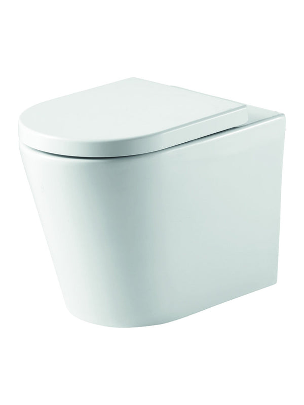 Ferrara Plus Rimless Back-to-Wall D-Shape Toilet Pan & Seat