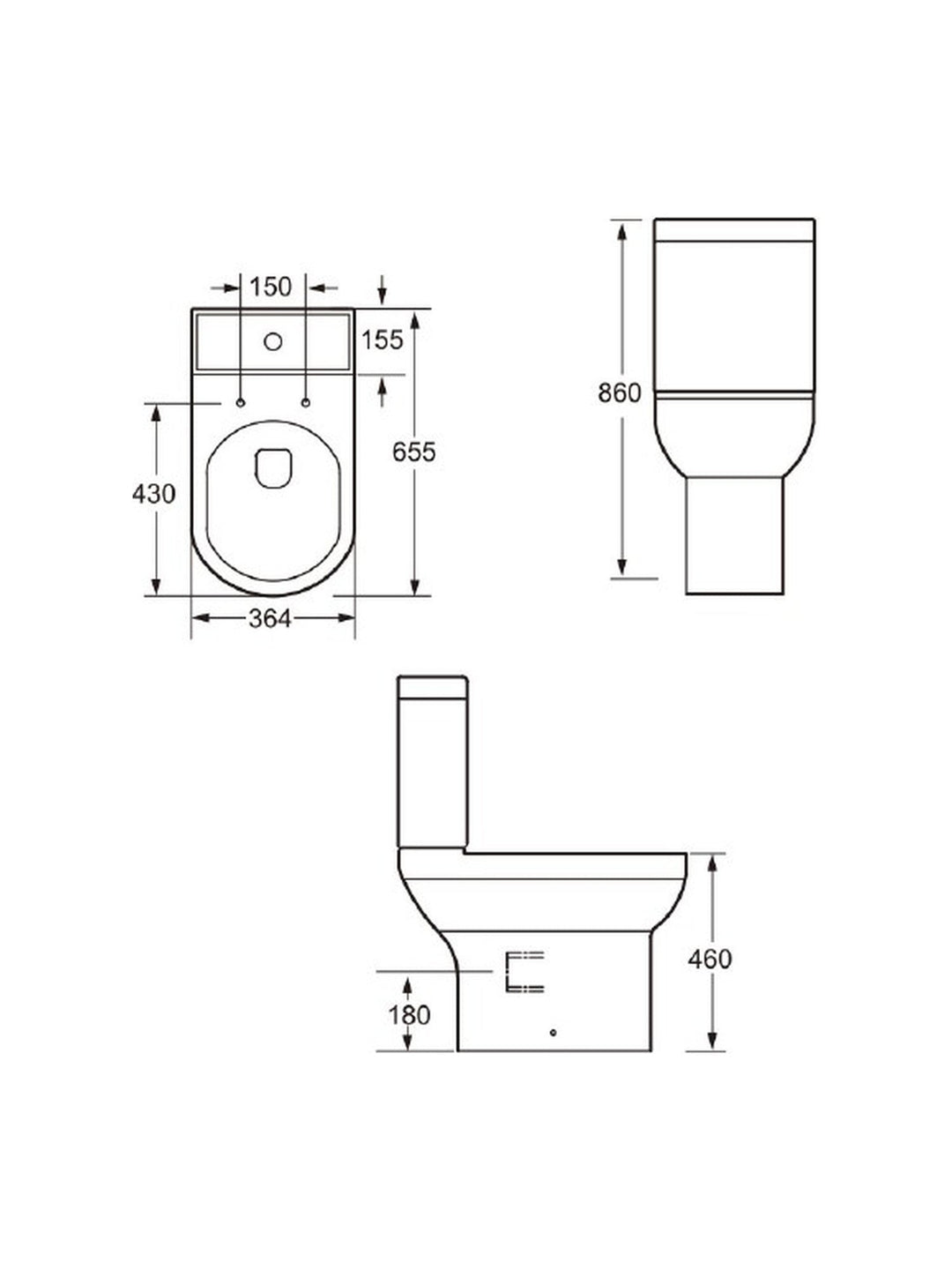 Florence Rimless Comfort Height D-Shape Toilet
