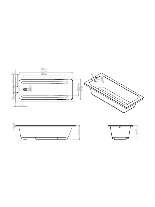 Plumb Essentials Portofino Single Ended Square Bath