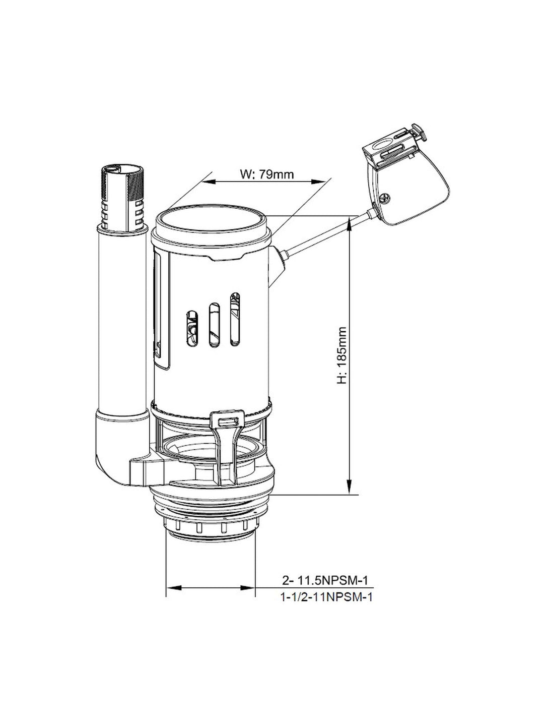 Dual Flush Valve with 2" & 1.5" Outlets