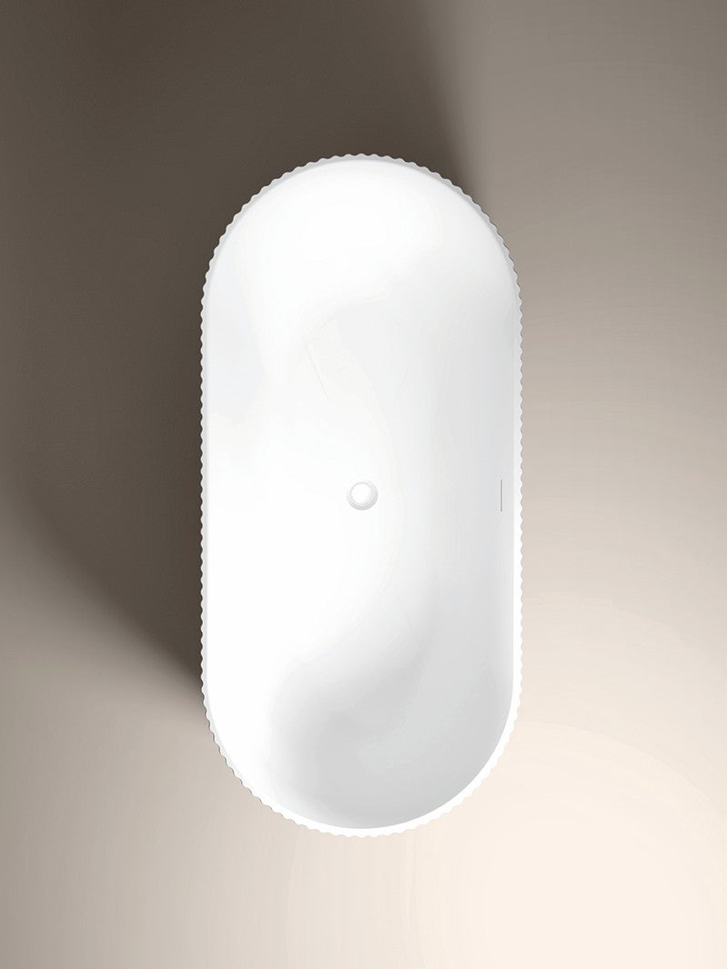 Flauto Matte White Fluted Freestanding Bath