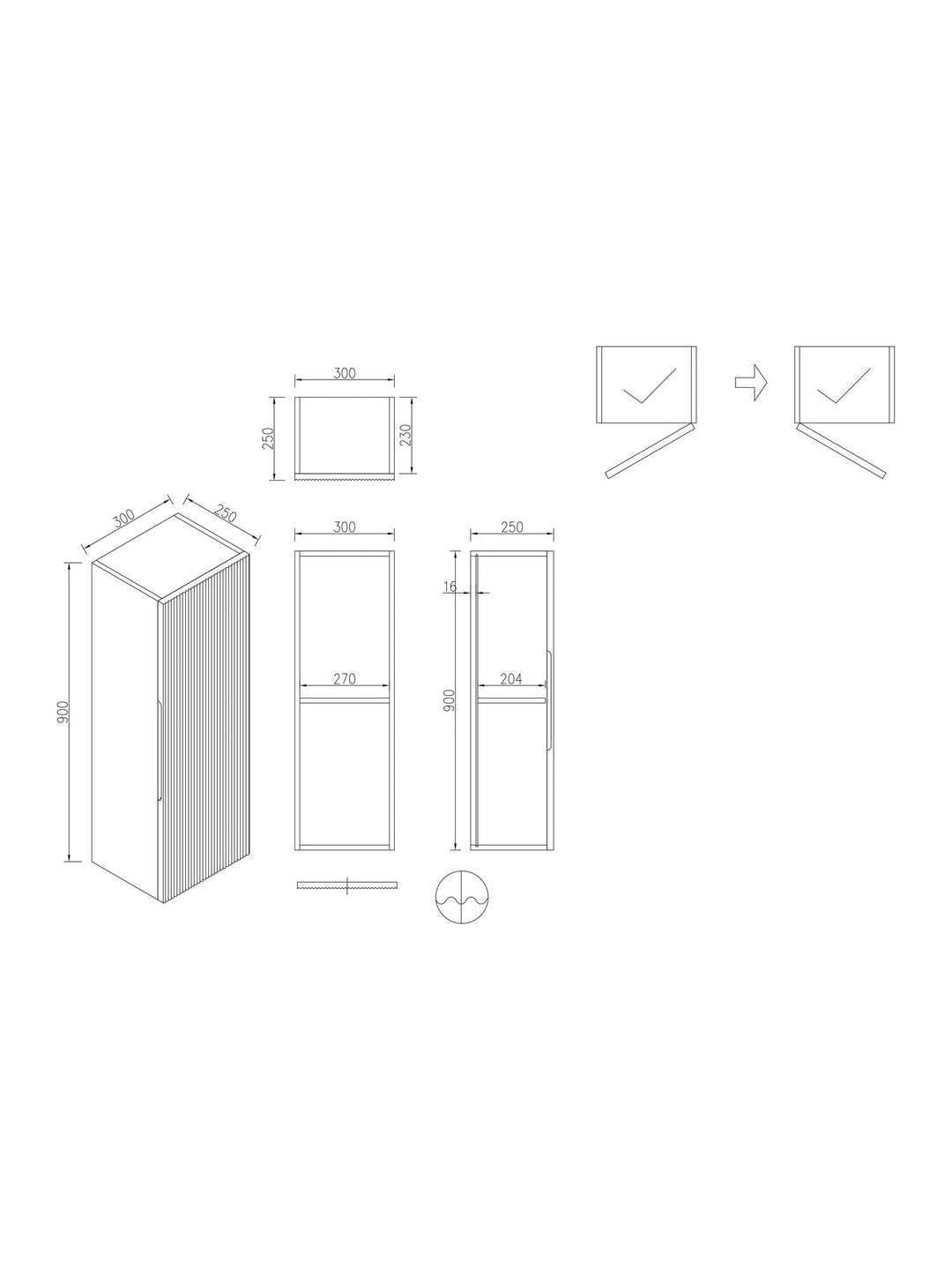 Flauto 900mm Wall Mounted Storage Cabinet