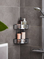 Load image into Gallery viewer, Two Tier Corner Shower Tidy With Removable Tray Chrome
