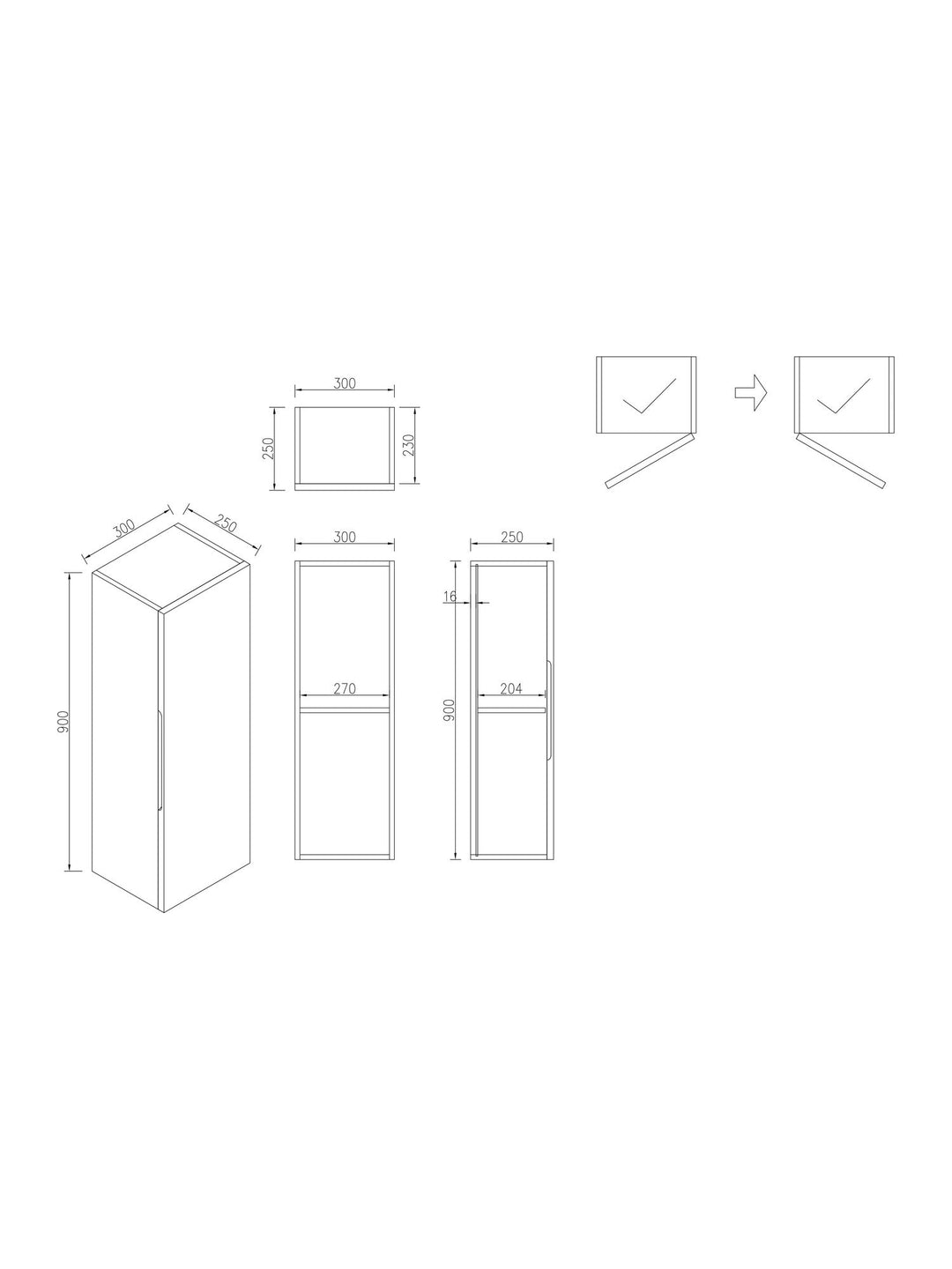 Piatta 900mm Wall Mounted Storage Cabinet